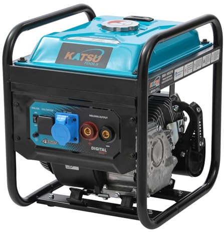 KATSU Tools Petrol Welder Generator 1KW (MAX) 2-in-1, 130A DC 230V Welding Machine, Portable, for Camping, Jobsite and Outdoor Use 165379