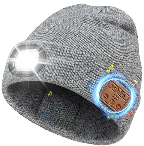 UNBON Regalos Originales para Hombre, Ideas Regalos Navidad, Regalo Hombre Padre Papa Navidad Cumpleaños Aniversario, Gadgets Tecnologicos Utiles, Gorro Bluetooth con Luz LED Invierno Cálido Unisex