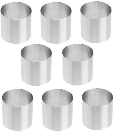 SMASOLO 8pezzi Stampi Acciaio Mini Mousse Tondi Formine Riutilizzabili per Torta e Dessert Facili da Pulire e Sicuri per Uso Casalingo e Professionale