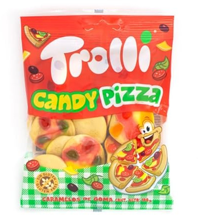 Golosinas Variadas Trolli | Estuche 12 Bolsitas de 100g | Sin Gluten | Chuches Originales Divertidas para Cumpleaños, Regalo y Snack Infantil (12 x 100gr, Candy Pizza)