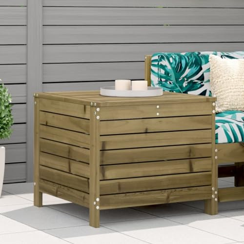HaoChrymec Gartenhocker aus Kesseldruckimprägniertem Kiefernholz, Latten-Design, Vielseitig Einsetzbar, Fußhocker Outdoor, Kleiner Hocker für Garten, Terrasse, 62x63.5x53.5 cm