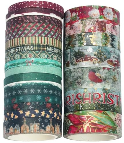 Dianzan Frohe Weihnachten Washi Tape 24 Rollen Dekoratives Klebeband Multi-design Masking Tape Weihnachts-geschenkband Für Scrapbook Journal Diy Craft