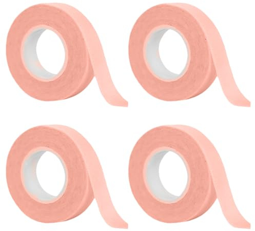 YAPKOLV 4 Rollos Autoadhesivos, Micropore Hautamigable, Bandas Quirúrgicas Atmósferas y Flexibles para Curación de Heridas, Deporte, Extensión de Pestañas (1,25cm x 9,14m) (Rosa)