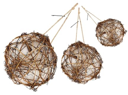 SHINEOFI 3 Stück Teiliges Kugel futterspender für Nistmaterial Handgefertigt Wetterfest für Kolibris und Kleine Wildvögel Kreatives Vogel nistzubehör für Garten Terrasse und Innenbereich