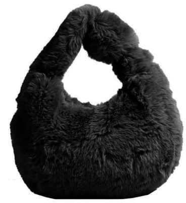 Borsa in pelliccia sintetica morbida alla moda in peluche borsa a tracolla a forma di mezzaluna borsa casual per il trasporto semplice gnocco per la stagione fredda a forma di mezzaluna borsa per il