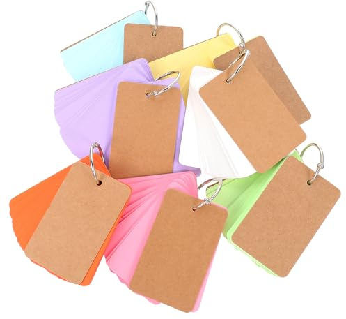 MOTHNUR Set da 7 Blocchi Note Fai da Te 350 Schede Flash Vuote Multicolore Anelli per Rilegatura Schede Promemoria Leggere e Portatili Cancelleria per Studenti e Uso Scolastico