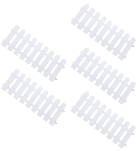 Milisten Lot de 5 Bordures de Jardin en Plastique Blanc Clôture Décorative Renforcée 50 CM X 20 CM pour Pelouse Jardin et Terrasse Résistante et Réutilisable