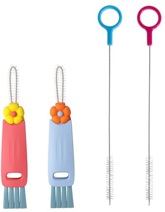 4 PCS 3-in-1 Cup Lid Gap Cleaning Brush, Bottle Crevice Cleaning Brushes | Multifunctional, Nylon Bristles Drinking Straw Brush Straw Cleaner Kit, for Home Kitchen Tools