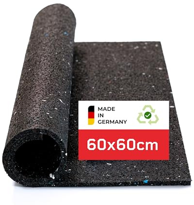 BAUHELD Antivibrationsmatte Waschmaschine 60x60 x 1,0 cm - Made in Germany - Rutschfeste Antirutsch-Matte aus Gummigranulat - Unterlage für Trockner, Subwoofer, Outdoor Teppich, 3D-Drucker