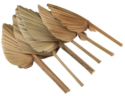 Mucshim 6 hojas de palma secas, abanicos de palma secos naturales, lanza de palma grande para decoración de bodas bohemias, decoración de hojas de palma tropical, fácil de usar S