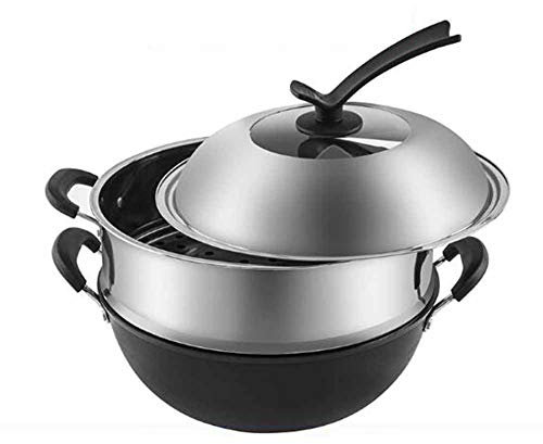 MNSSRN Altmodischer Haushaltsguss-Eisen-Topf, All-in-One-Topf, gesund und sicherer Anti-Kocher, Gasherd, Induktionskocher, Kochtopf,D,34cm