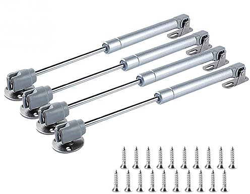 4x 20N Chrank Hydraulic Gasdruckfeder Möbeltür zum Gas Strut Lift Schrank Stoßdämpfer Gasfeder Hinge Möbelkolben Schranktüren Soft Close Klappenfeder, Silber