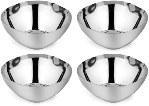 Ahimsa Stainless Steel Bowls for Kids, Durable Pediatrician Designed Toddler Snack Bowl, 12oz, Premium Non Toxic Metal, Easy to Clean & Dishwasher Safe, Set of 4 Classic Silver