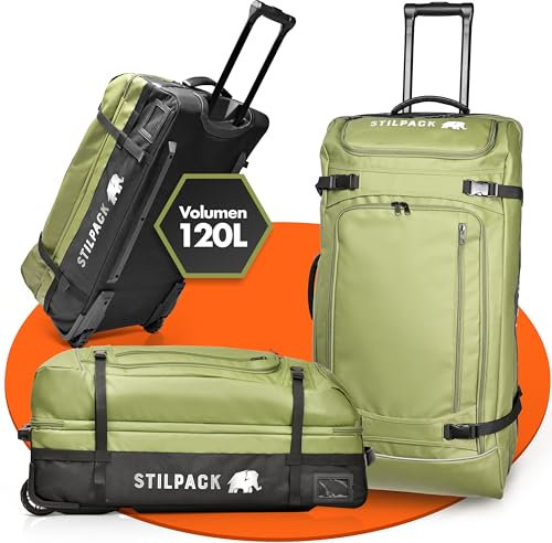 Reisetasche Rollen 120L Groß [Reisetrolley mit integriertem Sicherheitsschloss] Reisekoffer mit Rollen Groß Travel Bag | Reisetaschen Damen & Herren Perfekt für Urlaub Outdoor Sport Koffer | STILPACK