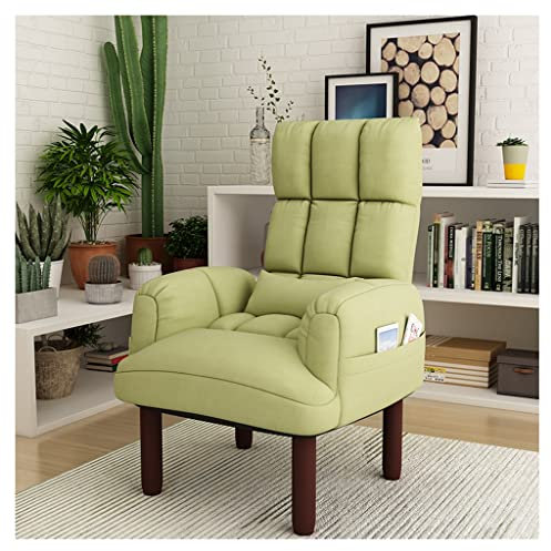 Moderner Chaiselongue-Sessel aus grünem Stoff, bequemer gepolsterter Lesesessel für Wohnzimmer und Büro