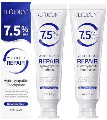 2Pcs Hydroxyapatite Toothpaste 120g, Fluoride Free Restorative, Reduces Sensitivity, Prevents Cavities, Natural Mint for Long Lasting Fresh & Healthy Teeth