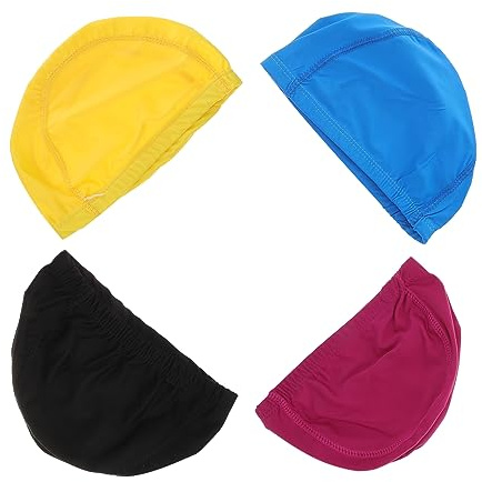 4 Pack Nylon Swim Caps, Lightweight Stretchy Swimming Hats