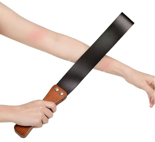 SM Noir PU Cuir Spanking Paddle 51Ø5CM avec Poignée en Bois BDSM | YILUQIFLY Fetish Fantasy Sex Toy couple Fouet érotique Bondage Fouet érotique Cosplay Sex toy pour Adulte Dominant Soumis
