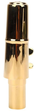 Luocute Embout de Saxophone Alto avec Capuchon, Embout en Métal plaqué or pour Professionnels du Saxophone et Débutants avec Coussinets 5# pour Professionnels du Saxophone et Débutants