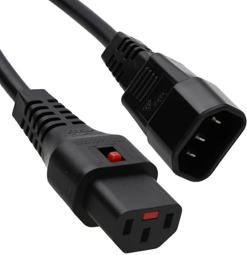 Låsning IEC C13 till C14 vattenkokare förlängningssladd 10 A nätkabel svart 1 m