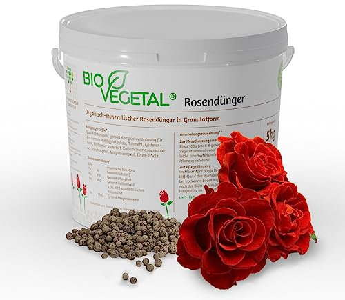 BioVegetal organisch-mineralischer Rosendünger mit Guano und natürlicher Langzeitwirkung durch Fixierung der Nährstoffe durch Ton-Humus-Komplex, 5 kg Eimer