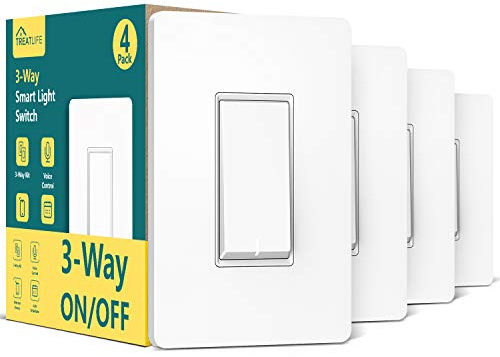 TREATLIFE 3 Way Smart Switch 4 Pack, 2.4GHz WiFi Smart Light Switch 3 Way, Works with Alexa, Google Home and SmartThings, Remote Control, FCC, Schedule, Neutral Wire Required