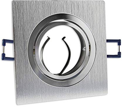 10x Einbaurahmen Set aus Aluminium schwenkbar für GU10, MR16 - geeignet für LED und Halogen-Leuchtmittel - Rahmen in schöner Optik - Einbaustrahler hochwertig verarbeitet | eckig - silber gebürstet