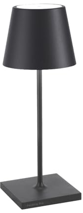 Zafferano, Poldina Pro Minilampa, Uppladdningsbar Sladdlös Bordslampa med Pekkontroller, Även Användbar som Utomhuslampa, Dimmer, 2200-3000 K, Höjd 30 CM Färg Mörkgrå