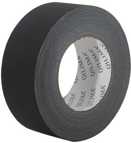 QILIMA Gewebeband Schwarz 50mm x 55m Matt und Reflexionsfrei Gaffa Tape, Klebeband mit starker Klebkraft, Black Gaffer Tape, Gewebe-Klebeband, Panzerband