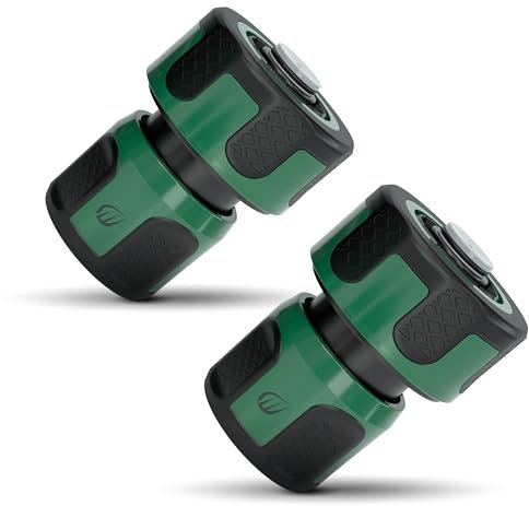 RASENWERK - Garden Hose Connector with Aquastop for 3/4 Inch Hose - Water Stop Premium Hose Connector - Connector with Water Stop - Pack of 2