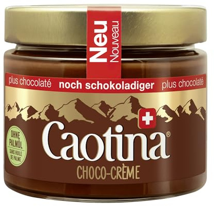 Caotina Schokoladen Creme Brotaufstrich süß SchokoCreme ohne Palmöl SchokoladenAufstrich mit Nuss und echter Schweizer Schokolade, 1 x 300 g
