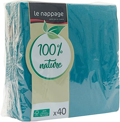 LE NAPPAGE ARTS DE LA TABLE 40 servilletas Tex Touch, 38 x 38 cm, Color Azul Pato FSC, Papel, 38cm x 38cm