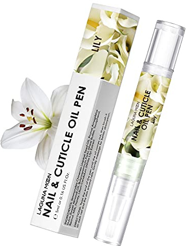 Lagunamoon Cuticle Oil Pen for Nail Care, 5ml Nail Oil Pen with Natural Ingredients to Moisturize and Nourish Dry Nails and Cuticles, Cuticle Oil to Prevent Nail Cracking and Hangnails, Lily