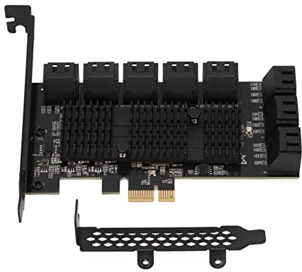 Fdit PCIe SATA Adapter, 16 Port SATA 3.0 Controller PCI Express X1 Erweiterungskarte Kompatibel mit X4/X8/X16 Slot, für Server/2003/Vista/7/8(32/64 Bit)/MAC/Linux