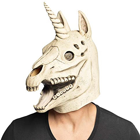 Boland 97584 - Kopfmaske Einhorn-Schädel, Maske aus Latex, Unicorn, Horror-Maske, Totenkopf, Accessoire, Halloween, Karneval, Mottoparty