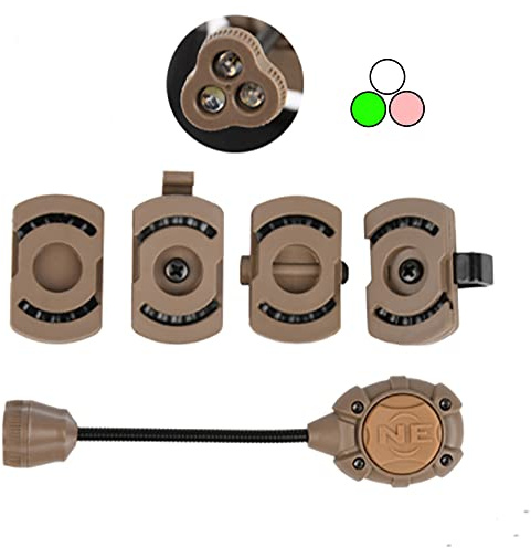 QIRUIMY Tattico MPLS3 Casco Lampada, Luce Bianca/Infrarossi/Verde LED Militare Indicatore di Segnale di Sicurezza Casco di Salvataggio Torcia (Marrone)