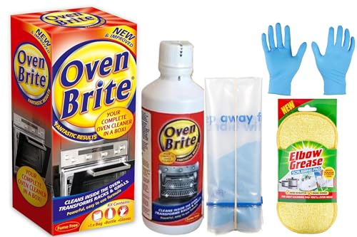 Oven Cleaner- Heavy Duty Oven Cleaning Kit - 500 ml Bottle – Bags for Rack and Gloves Included - Complete Oven Cleaner Set - with Scrubbing Pad