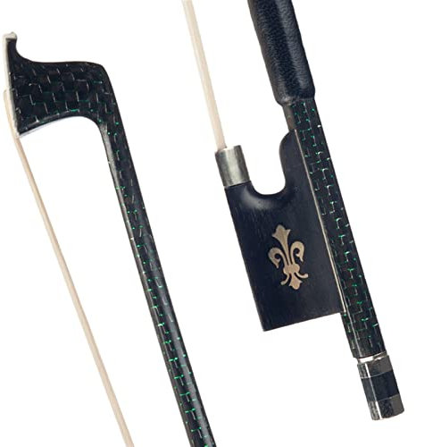 Bogen für Violine 4/4 Kohlefaser-Geigen-/Geigenbogen, Grüne Seide, Geflochtener Kohlefaserstab, Cupronickel-montierter Ebenholz-Frosch, Schnelle Ansprache