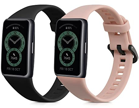 kwmobile Straps for Huawei Band 6 & 6 Pro/Honor Band 7 & 6 Straps - 2x Replacement Silicone Watch Bands - Smartwatch or Fitness Tracker