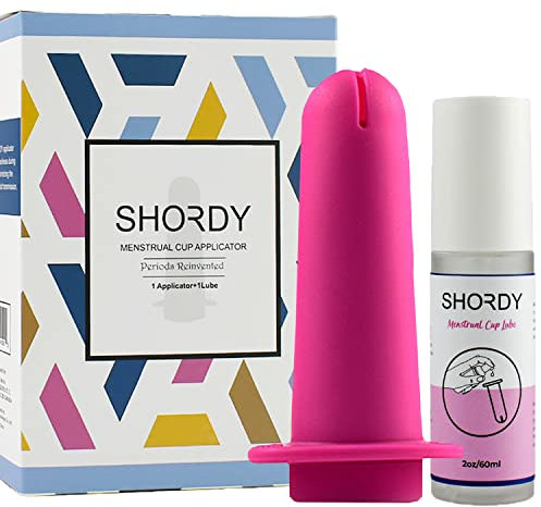 SHORDY Menstrual Cup Applicator Tool for Easy Insert with Lube Gel, Reusable Period Cup Applicator Set Copa Menstrual Compact Kit for Women, Easy to Use & Eco Friendly, Works with Most Cups