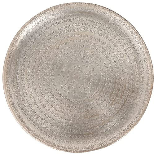 Bandeja oriental de aluminio Jinan 30 cm | Té marroquí en plata | Decoración oriental en la mesa