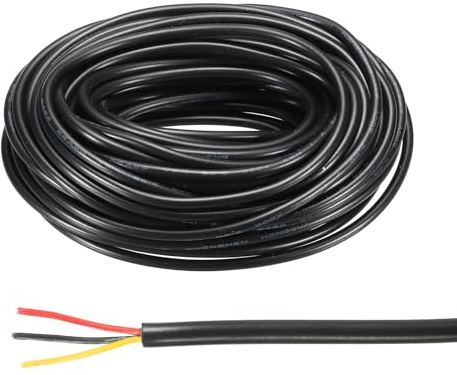 sourcing map 26AWG Electrical Wire 3 Conductors 33FT/10m Power Cable Flexible Extension Signal Signal Cable Black for LED Strips Lamps Lighting Power Supply