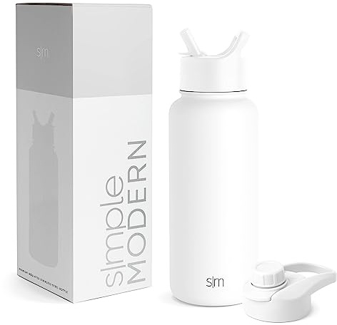 Simple Modern Water Bottle with Straw and Chug Lid | Insulated Stainless Steel Bottle for Sports Gym | Summit Collection | 950ml | Winter White