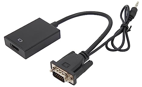 Adaptador VGA a HDMI con Audio, 1080P Convertidor VGA Macho a HDMI Hembra, Cable para Computadora Computadora de Escritorio Computadora Portátil PC Monitor Proyector HDTV