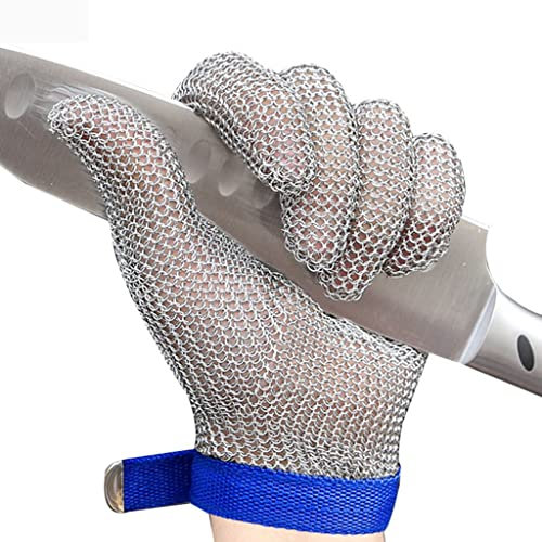 Anti Cutting Gloves Cut Resistant Safety Work Gloves, Stainless Steel Chain Mail Protective Gloves, With Adjustable Nylon Wrist Strap (Size : A pack of one/XS)