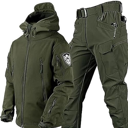 WENNEWU Militärische Taktische Anzüge, Männerkämpfe, Anzüge Für Männer Jagdkleidung, Trainingssätze Armeejacken,Grün,4XL