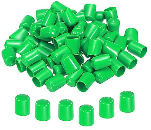 sourcing map 50 Stück Gummi Endkappen 19 mm PVC Vinyl Kunststoff Schutzkappen Abdeckung für Schrauben Bolzen Gewinde Metallstäbe Elektrokabeln Drahtseile Bowdenzug Rund Rohr Zaunpfosten, Grün