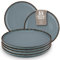 Ensemble de Vaisselle Rustique en Grès - Assiettes de Table Modernes Lavables au Lave-Vaisselle - Set de Vaisselle 6 Personnes Élégant en Bleu Fumé - Pure Living pour 6, Assiettes de Dîner
