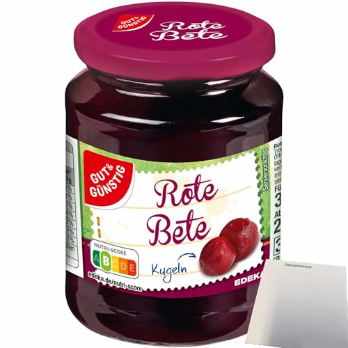 Gut&Günstig Rote Bete Kugeln geschält bissfest (330g Glas) + usy Block