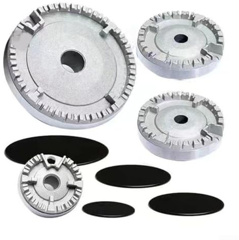 SPORTARC Kit de corona de quemador de gas y tapa de llama, juego de sombrero de cocina, kit de repuesto de tapa de corona de quemador que se adapta a la mayoría de quemadores de estufa de gas (planos